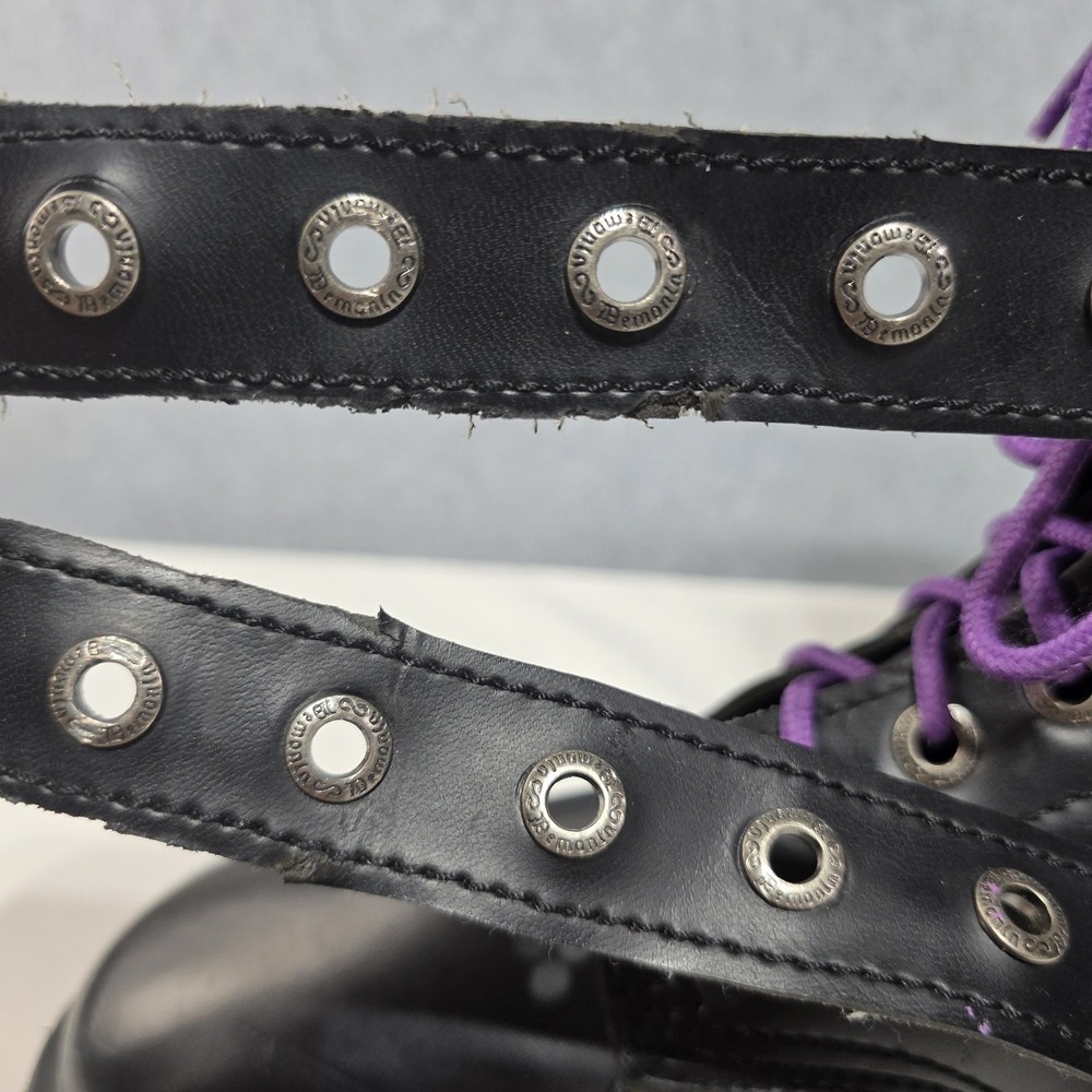 Demonia Black Leather Combat Boots - Side Zip - US 9 mens - Picture 13 of 16